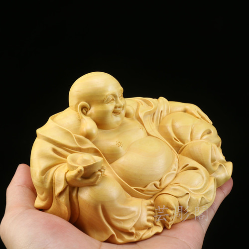 極上品 七福神 布袋様 置物 木彫仏像 仏教美術 仏教工芸品 彫刻