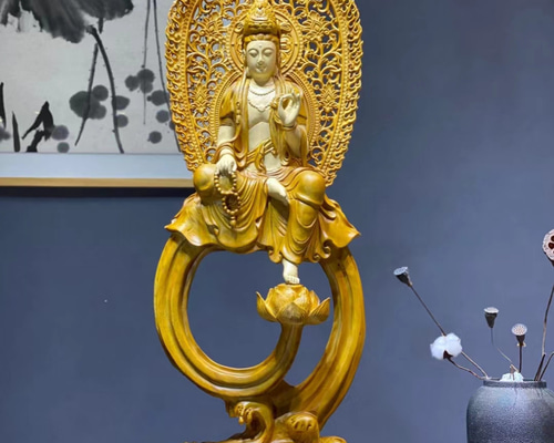 観音菩薩 超特大 仏教美術 木彫仏教 精密彫刻 木彫仏像 自在観音造像