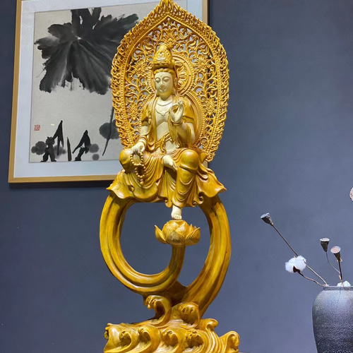 観音菩薩 超特大 仏教美術 木彫仏教 精密彫刻 木彫仏像 自在観音