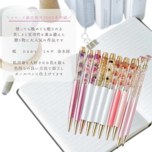 本物の桜まるごと3輪 ♡名入れ ハーバリウムボールペン ギフト