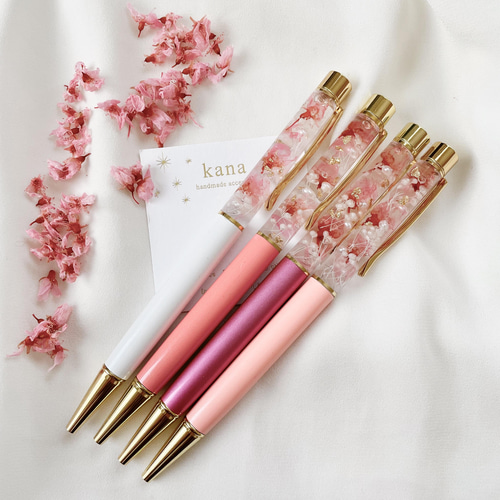 本物の桜まるごと3輪 ♡名入れ ハーバリウムボールペン ギフト