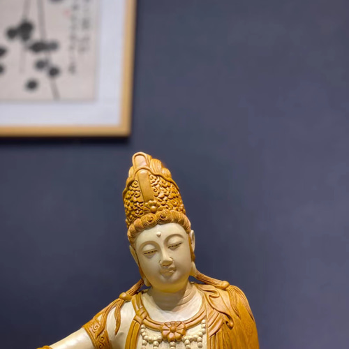 特大型高71cm 総檜材 仏教工芸品 木彫仏教 仏師で仕上げ品 勢至