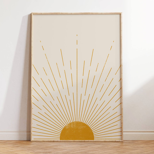 アートポスター 北欧風 シンプルモダン 太陽 サンバースト ゴールド