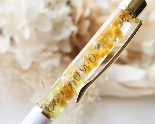 ピンク×ミモザ❁】大人可愛い♡ハーバリウムボールペン 替芯or