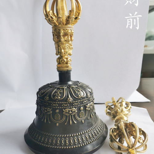 チベット密教法器 鐘 九鈷杵 金剛鈴 金剛杵セット 真鍮製 その他アート