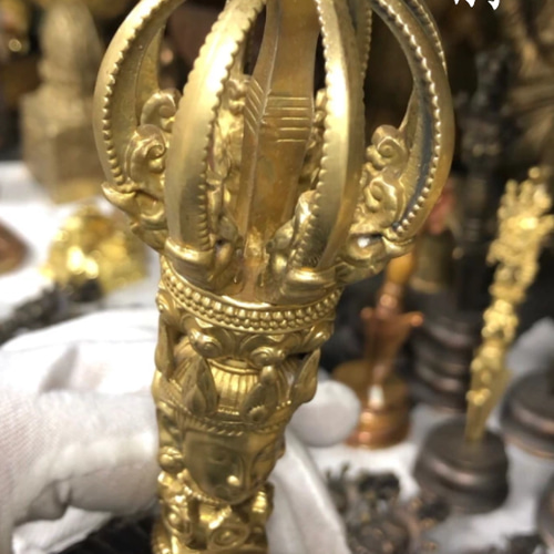 チベット密教法器 鐘 九鈷杵 金剛鈴 金剛杵セット 真鍮製 その他アート
