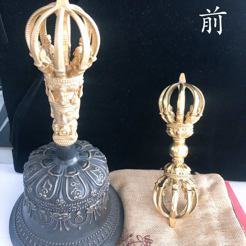 チベット密教法器 鐘 九鈷杵 金剛鈴 金剛杵セット 真鍮製 その他アート