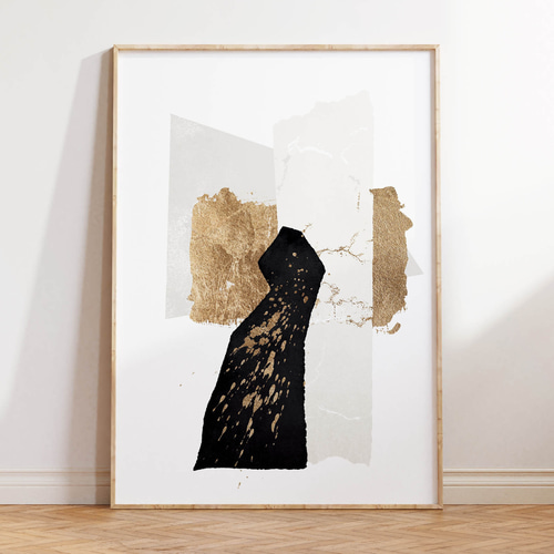 アートポスター 抽象画 北欧風 シンプルモダン ゴールド ブラック