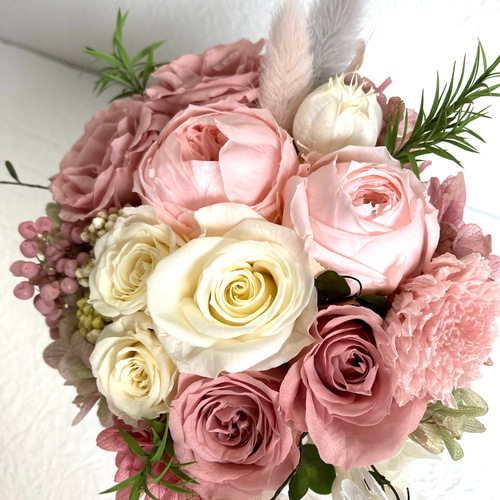 プリザーブドフラワー　くすみピンク　アレンジメント　くすみカラー 完成品 プリザーブドフラワー くすみカラー アレンジメント