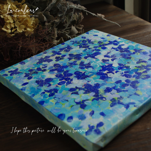 原画】紫陽花 III 約227×227mm （SSMサイズ）キャンバス 送料