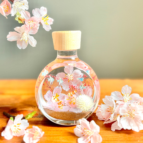 桜と海のハーバリウム＊春のギフトに＊日本の春2025 桜2025＊ ハー