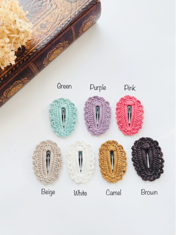 2つセット＊カギ編みパッチンピン＊3重編み＊大＊ヘアピン レース
