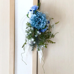 青系造花の扇形スワッグ❣️２つセット❣️なち❣️ 青（ブルー） スワッグ のおすすめ人気通販｜Creema(クリーマ