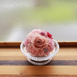 ピンクいっぱいガラスドーム　プリザーブドフラワー 5枚目の画像