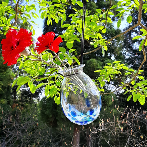 吊り下げ花器＊ブルー 一輪挿し・花瓶・花器 ガラス日和 通販 13828735