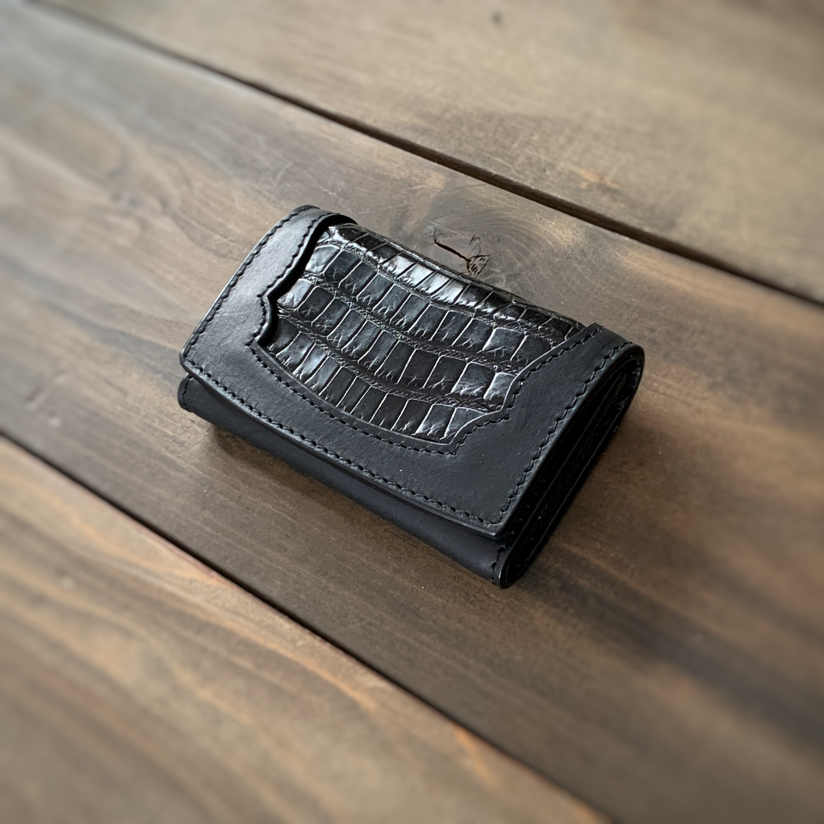 クロコダイル 名刺入れ A ブラック