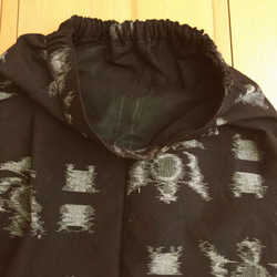 着物リメイクスカート　黒地絣ウエストゴム 8枚目の画像