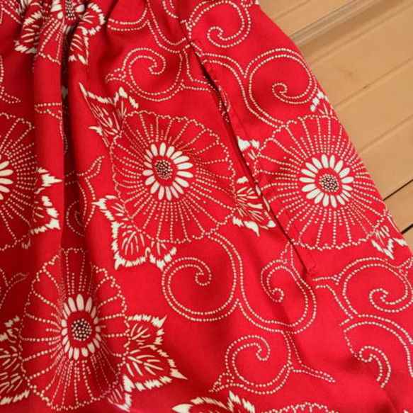 着物リメイクスカート　花柄ウエストゴム 7枚目の画像
