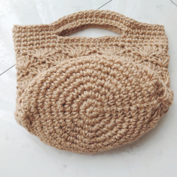 松編み 麻バッグ 円底 編み 手編み 2枚目の画像