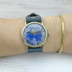 &quot;JSB-S&amp;M&quot; 藍色錶盤 36 毫米黃銅 Sun&amp;Moon 手工手錶 [JUM38S&a 第7張的照片
