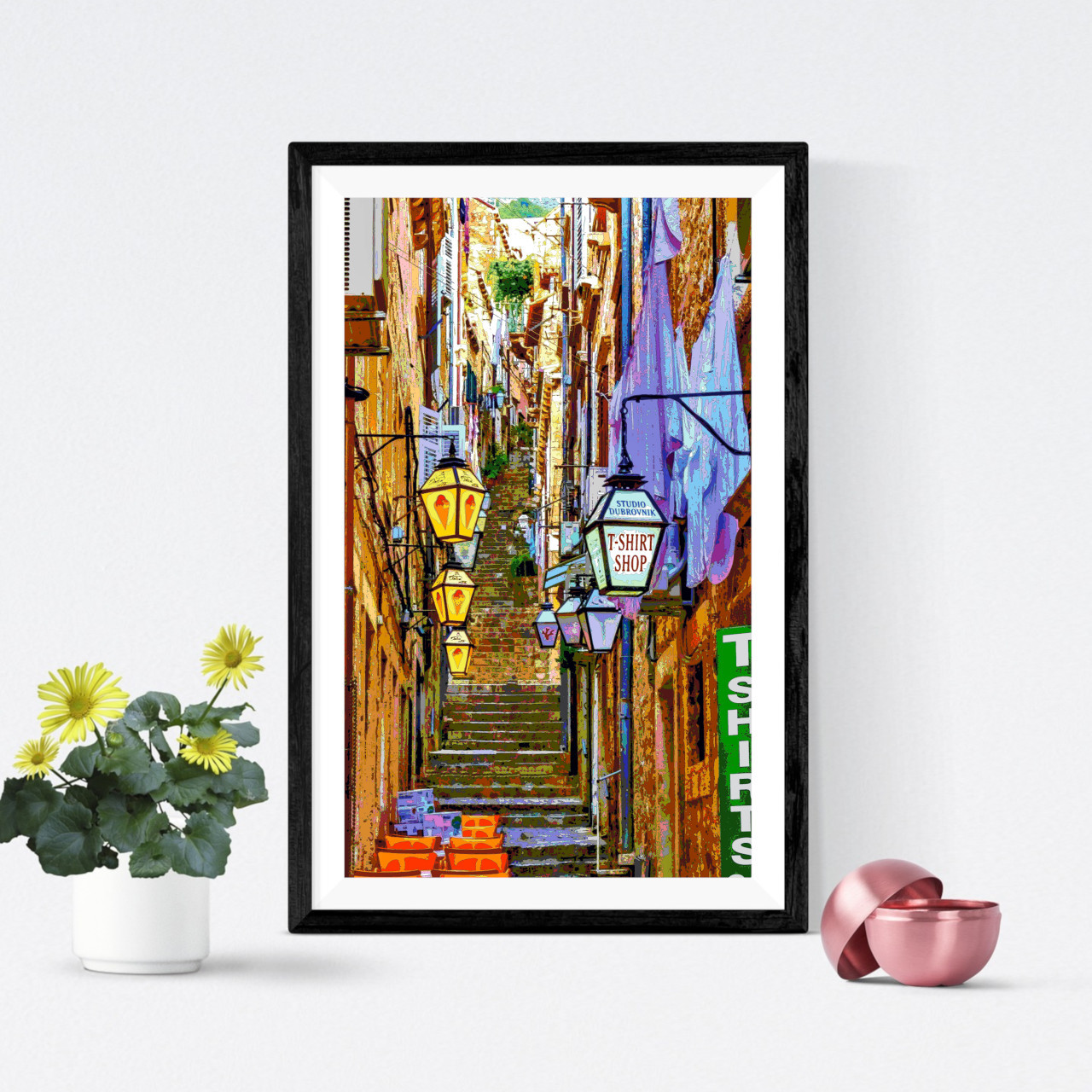 油絵　クロアチア　ドブロブニク　床屋　原画