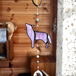 狼のステンドグラスサンキャッチャー サンキャッチャー 波 通販