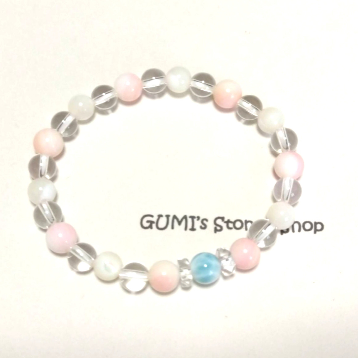 ラリマー×クイーンコンクシェル×マザーオブパールのブレスレット 4,482円