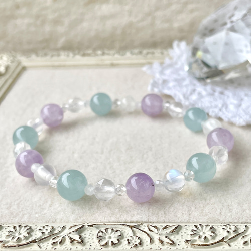 ⭐︎【天然】アクアマリン ブレスレット 幅広く 11.3mm 