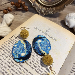 The Starry Night・Vintage style pierced / clip-on earrings 6枚目の画像