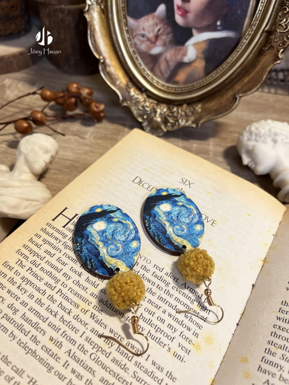 The Starry Night・Vintage style pierced / clip-on earrings 5枚目の画像