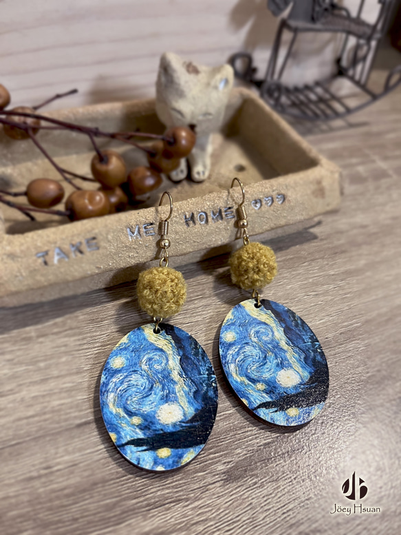 The Starry Night・Vintage style pierced / clip-on earrings 7枚目の画像