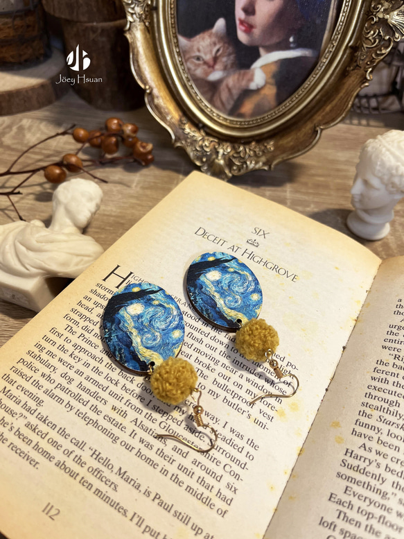 The Starry Night・Vintage style pierced / clip-on earrings 4枚目の画像