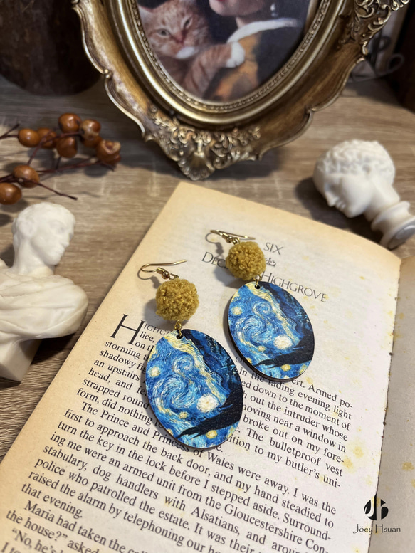 The Starry Night・Vintage style pierced / clip-on earrings 2枚目の画像