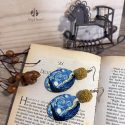 The Starry Night・Vintage style pierced / clip-on earrings 3枚目の画像