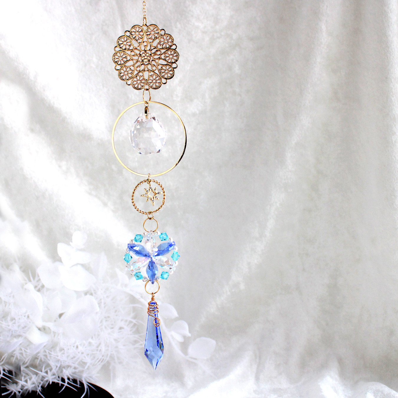 【一点物】星華のサンキャッチャー（スカイブルー） ☆ 高級クリスタル使用 7,252円