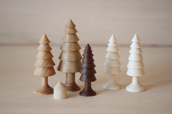 家と木の置物　6点セット 6枚目の画像