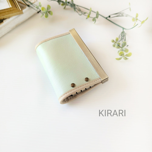 スマートキー対応 本革キーケース 型押しベージュ×クリーム