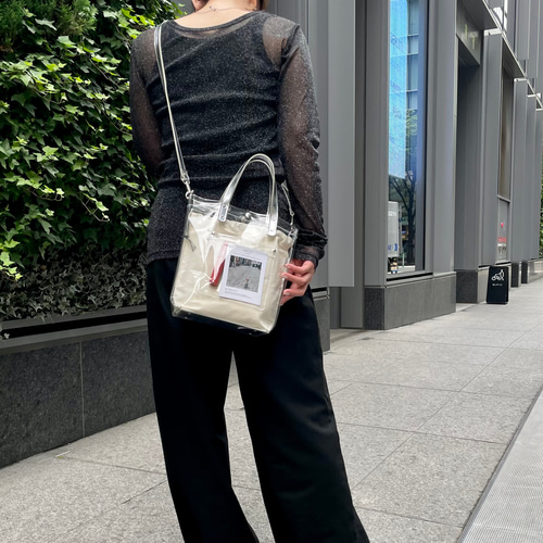 シルバー好きに届け♡「大人のクリアバッグ」 2WAY 本革 クリア