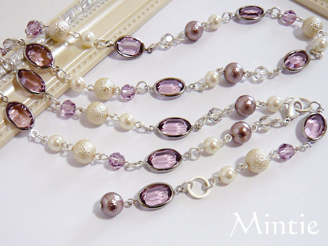 一点もの★眼鏡石３wayネックレス　ライトアメジスト