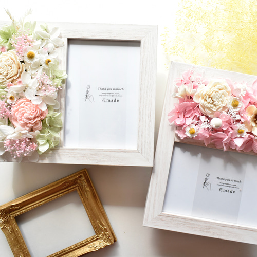 受注製作》ドライフラワー プリザーブドフラワー フォトフレーム 写真