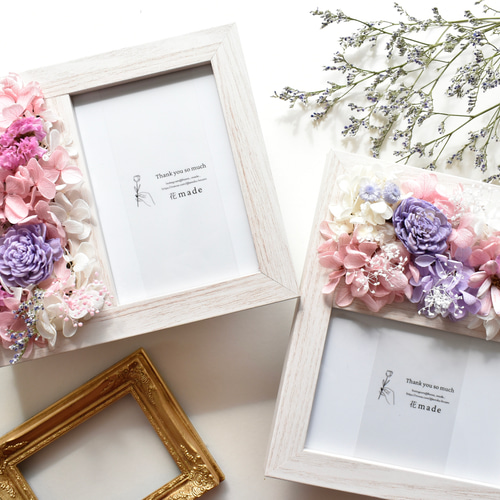 受注製作》ドライフラワー プリザーブドフラワー フォトフレーム 写真