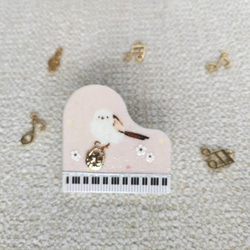 送料無料  シマエナガのピアノ型クリップ 3枚目の画像