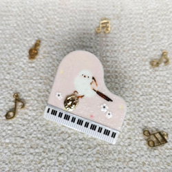送料無料  シマエナガのピアノ型クリップ 4枚目の画像