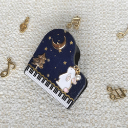 送料無料　お月見うさぎのピアノ型クリップ　① 3枚目の画像