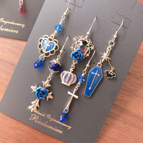 イヤリングセット 再販】【完全受注制作】十字架 ゴシック風 クロスのピアス／イヤリング