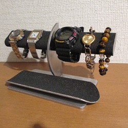 腕時計スタンド　誕生日プレゼント　ウオッチスタンド　ブラック楕円パイプ腕時計スタンドロングハーフパイプトレイ　ak-de 8枚目の画像