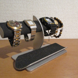 腕時計スタンド　誕生日プレゼント　ウオッチスタンド　ブラック楕円パイプ腕時計スタンドロングハーフパイプトレイ　ak-de 4枚目の画像