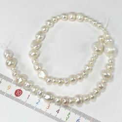 淡水パール バロック ホワイト 白 1連 サイズmix 本真珠 パーツ p066 ハンドメイド 素材 4枚目の画像