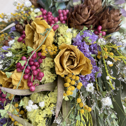 【再販、受注制作】薔薇とユーカリ&紫陽花とミモザのスワッグ 9枚目の画像