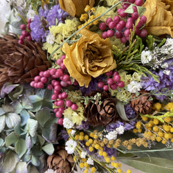 【再販、受注制作】薔薇とユーカリ&紫陽花とミモザのスワッグ 8枚目の画像